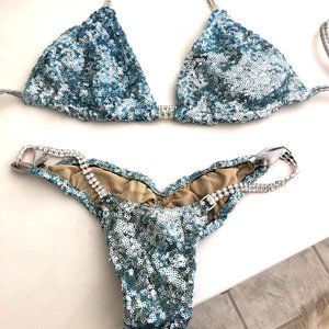 Aqua Sequined Competition Bikini